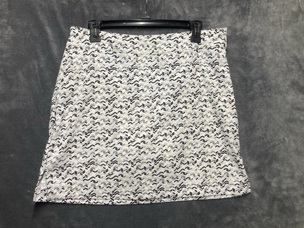 Izod Golf Skort Woman’s Sz 4 Neutral Geometric Side Zip Tennis Preppy Athleisure